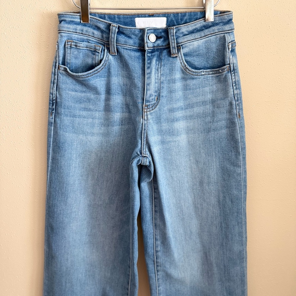 Light Blue Wide Leg Women's Jeans - Picture 2 of 7